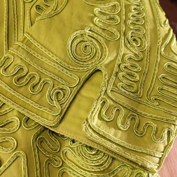 Joni B. Vintage Green Piped Button Front Long Sleeve Embellished 19" P2P - Picture 6 of 13